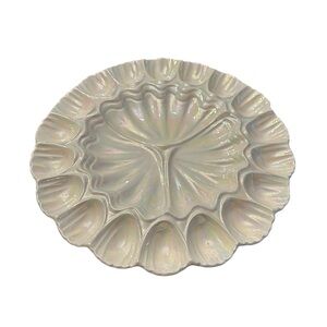 Vintage Opalescent Shell-Shaped Oyster Serving Platter